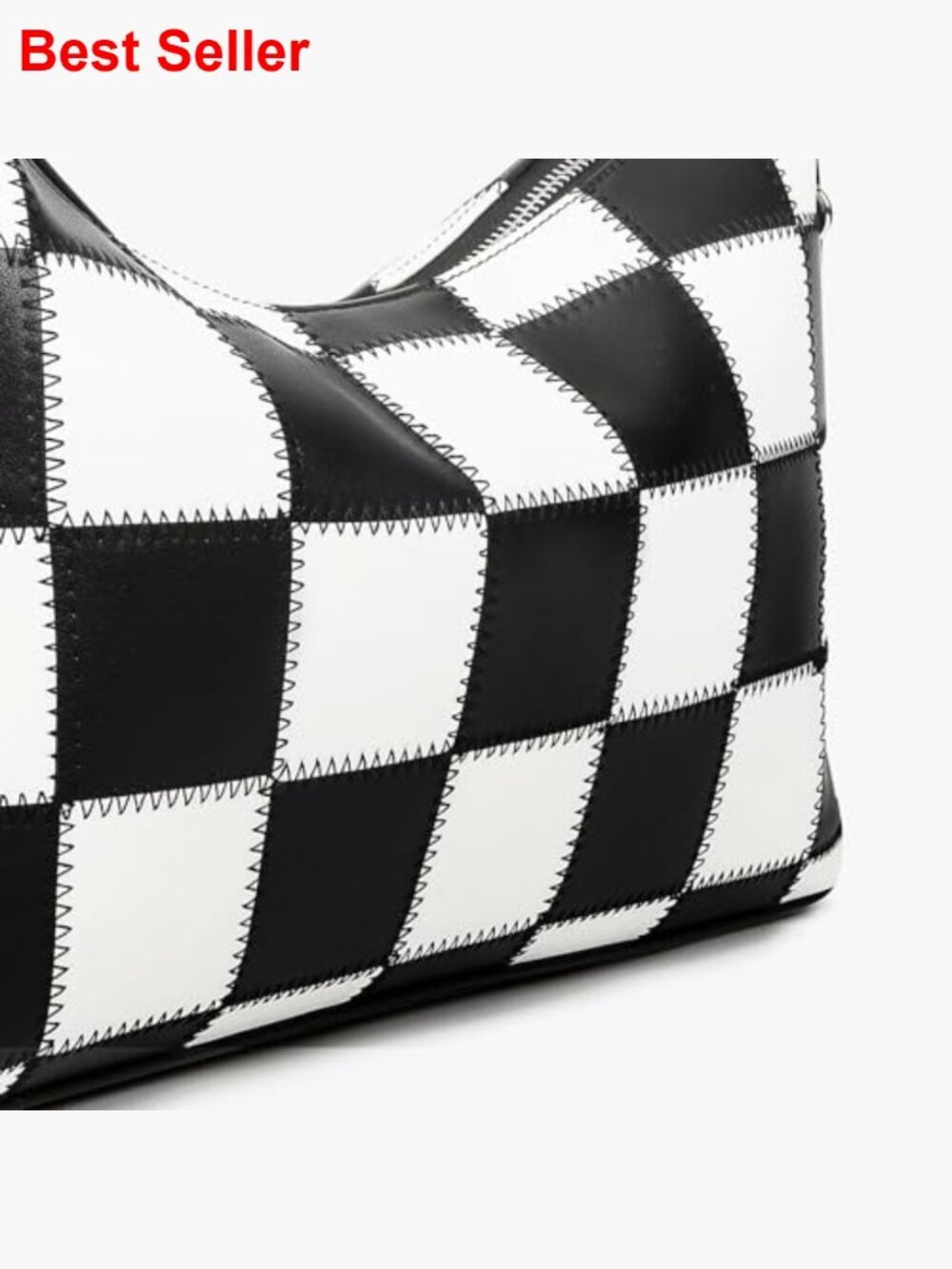 Vegan Leather Checkered Tote Bag Crossbody Shoulder Purse Hobo Handbag - Picture 6 of 7